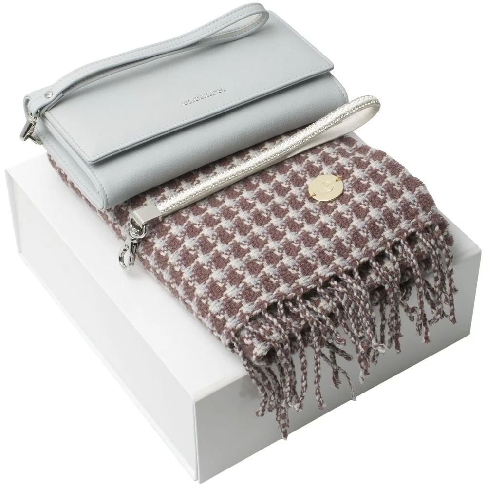 Coffret cadeau femme avec portefeuille et écharpe en laine