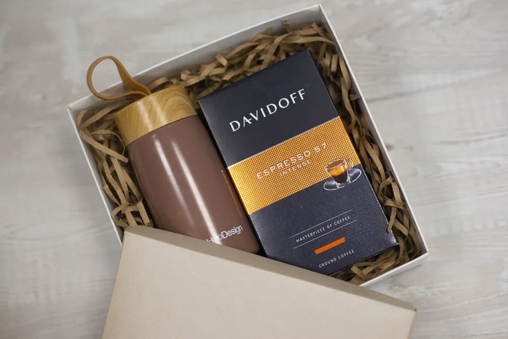 Geschenkset „Espresso“: Mini-Thermosflasche und Kaffee