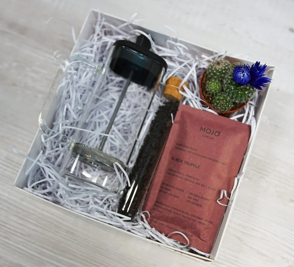 Gift Set “Don't Be Prickly”: Tea Press and Cactus