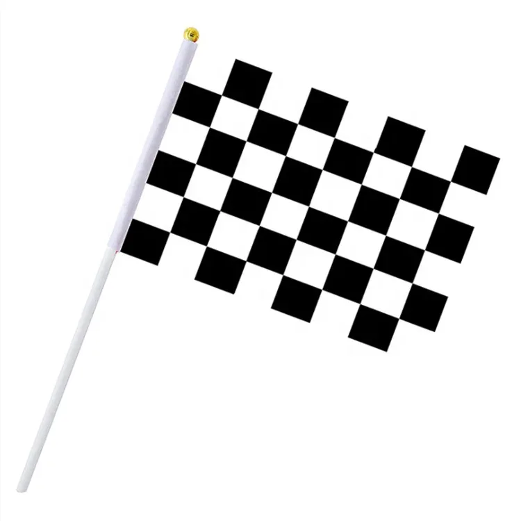 Drapeau à main 14 × 21 cm sur bâton blanc