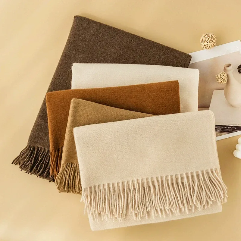 Fringed Faux Cashmere Wrap Scarf