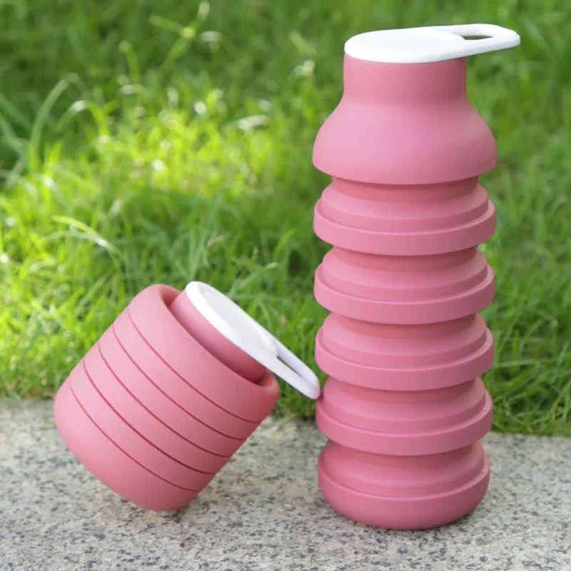 Faltbare Silikonflasche 600 ml mit Karabiner