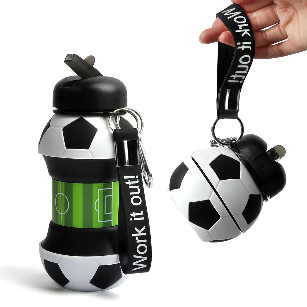 Botella plegable con forma de balón de fútbol