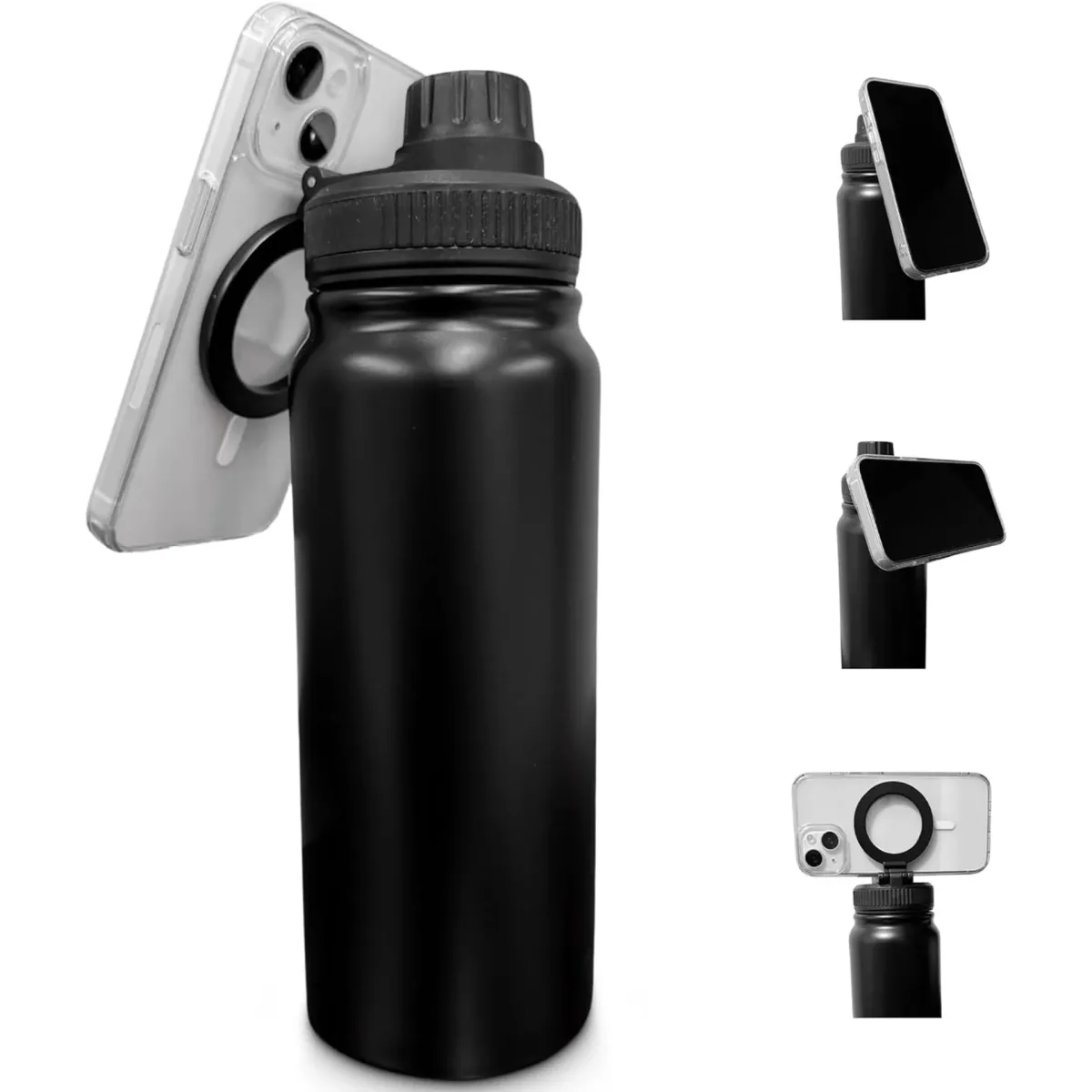 Metal Sports Bottle with Phone Holder