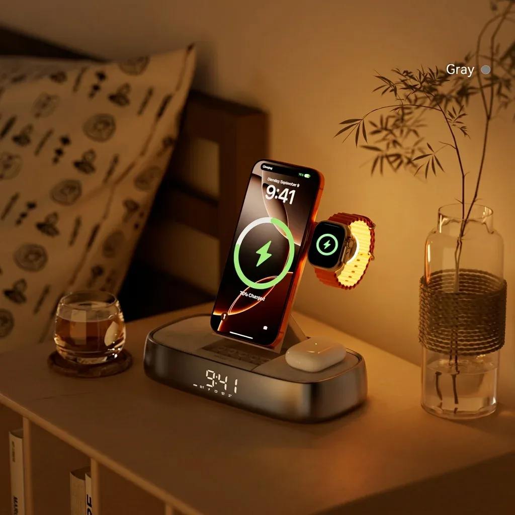 Station enceinte 5 en 1 avec charge sans fil