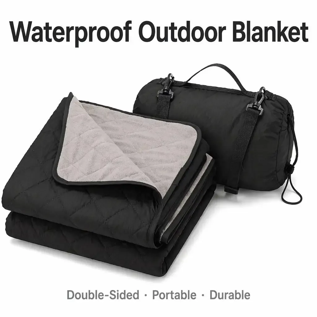 Gesteppte Outdoor-Decke mit Fleece und Tasche