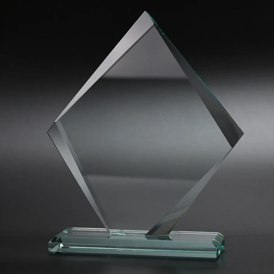 Diamond-Shaped Glass Award on Base