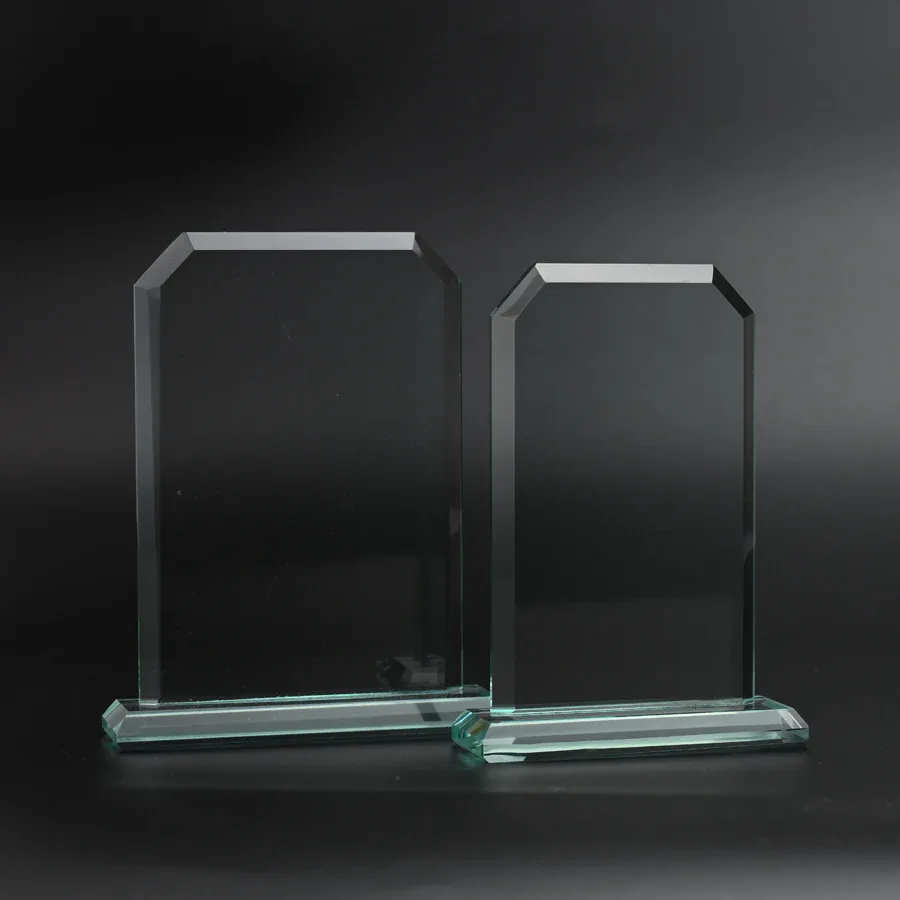 Clear Glass Award Plaque with Cut Corners