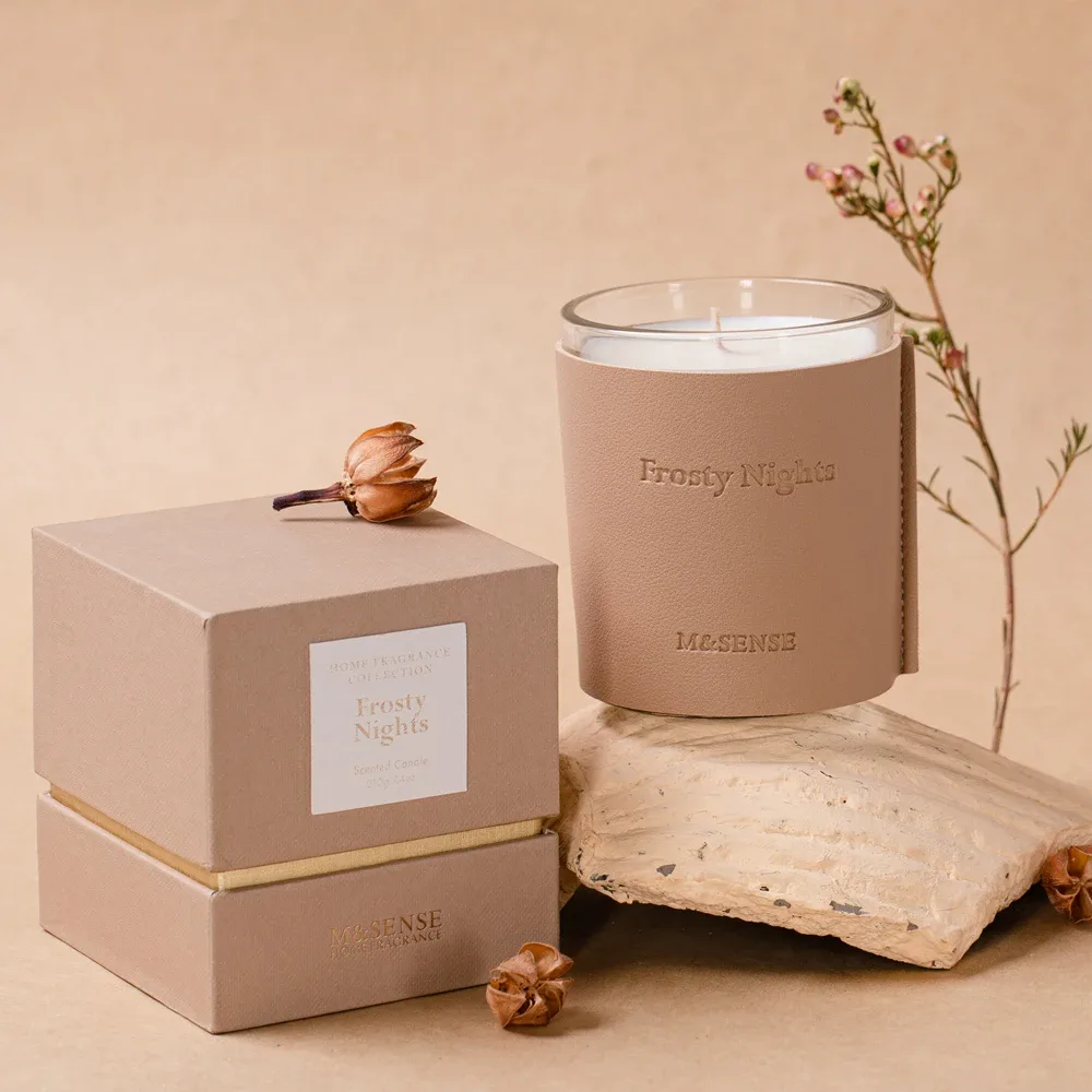 Candle in Faux Leather Sleeve, 180 g