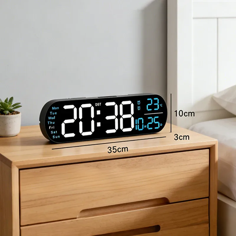 LED Wall Clock with Thermometer