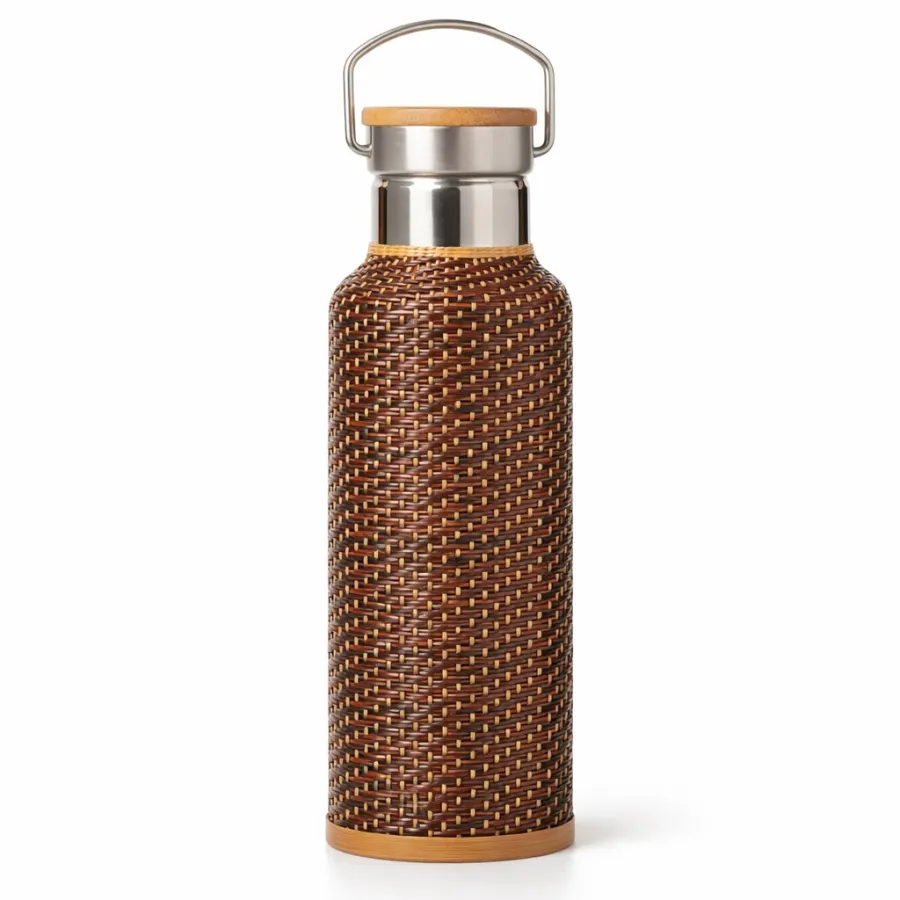 Woven Bamboo Thermos with Tea Strainer