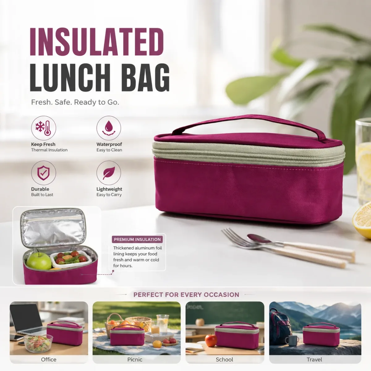 Pouch-Style Lunch Cooler with Handle