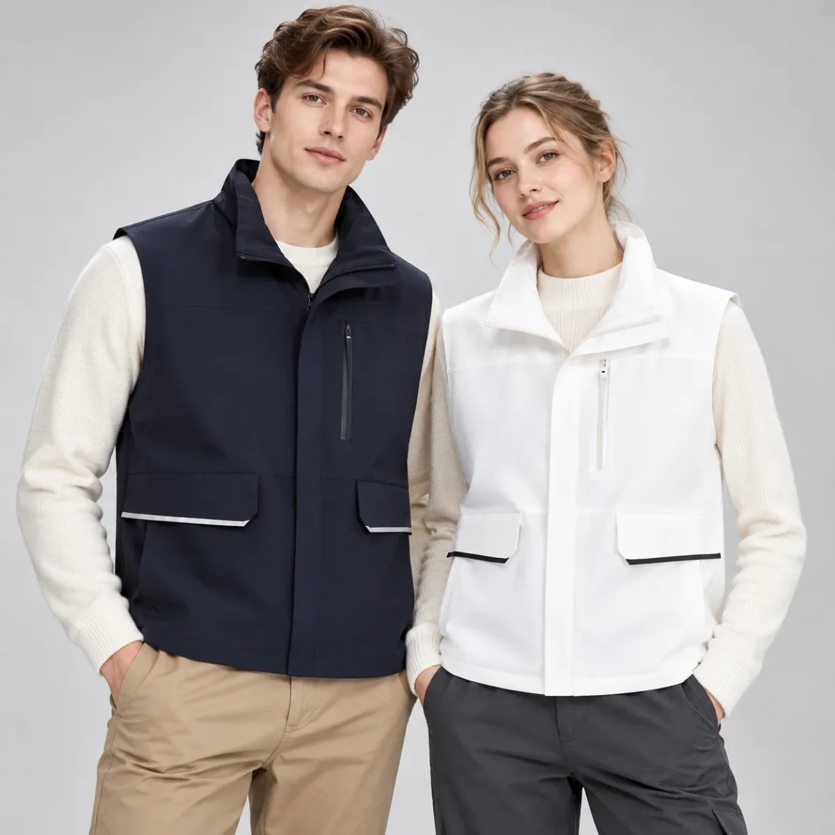 Unisex-Steppweste mit Stehkragen