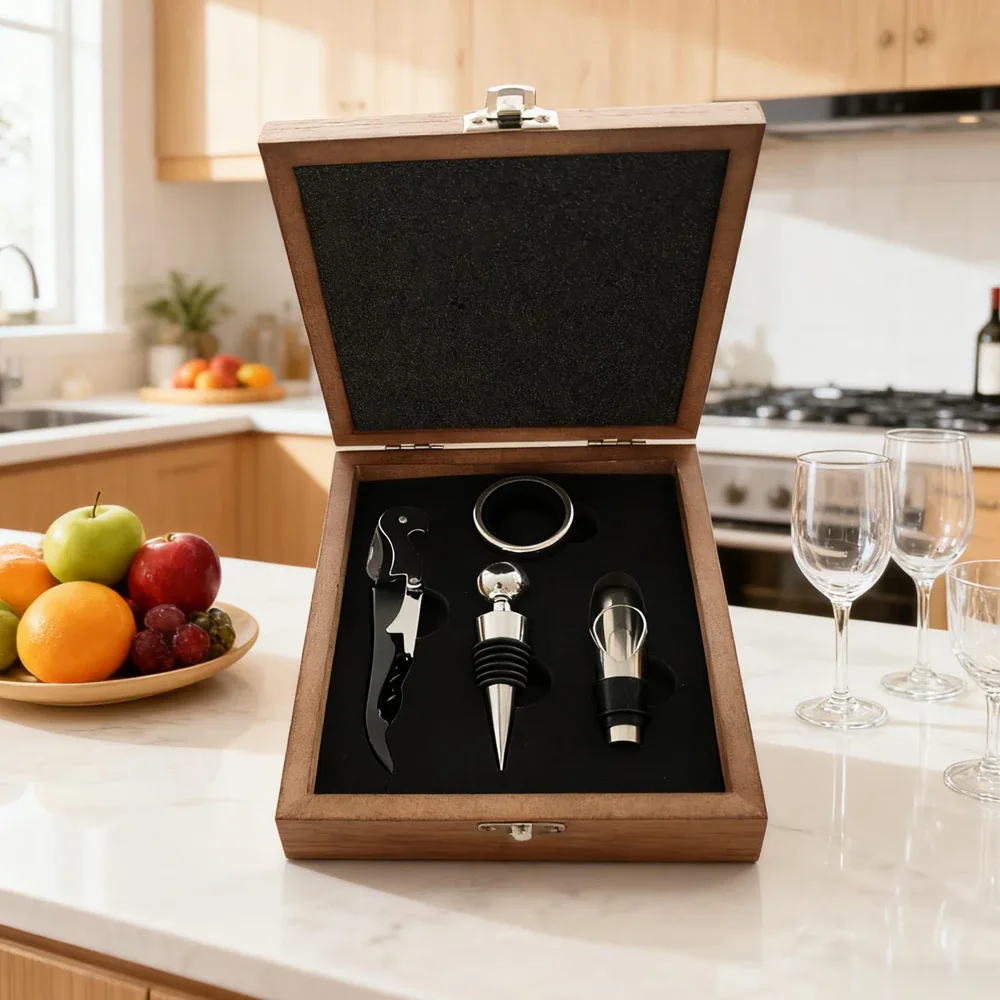 Wine Accessory Set in Paulownia Box