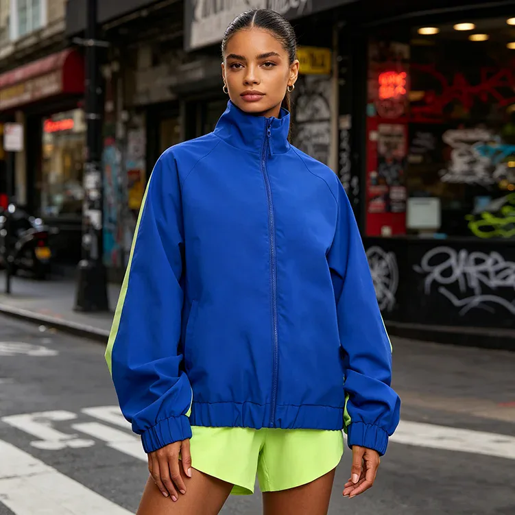 Women's Oversized Windbreaker with Sleeve Stripes