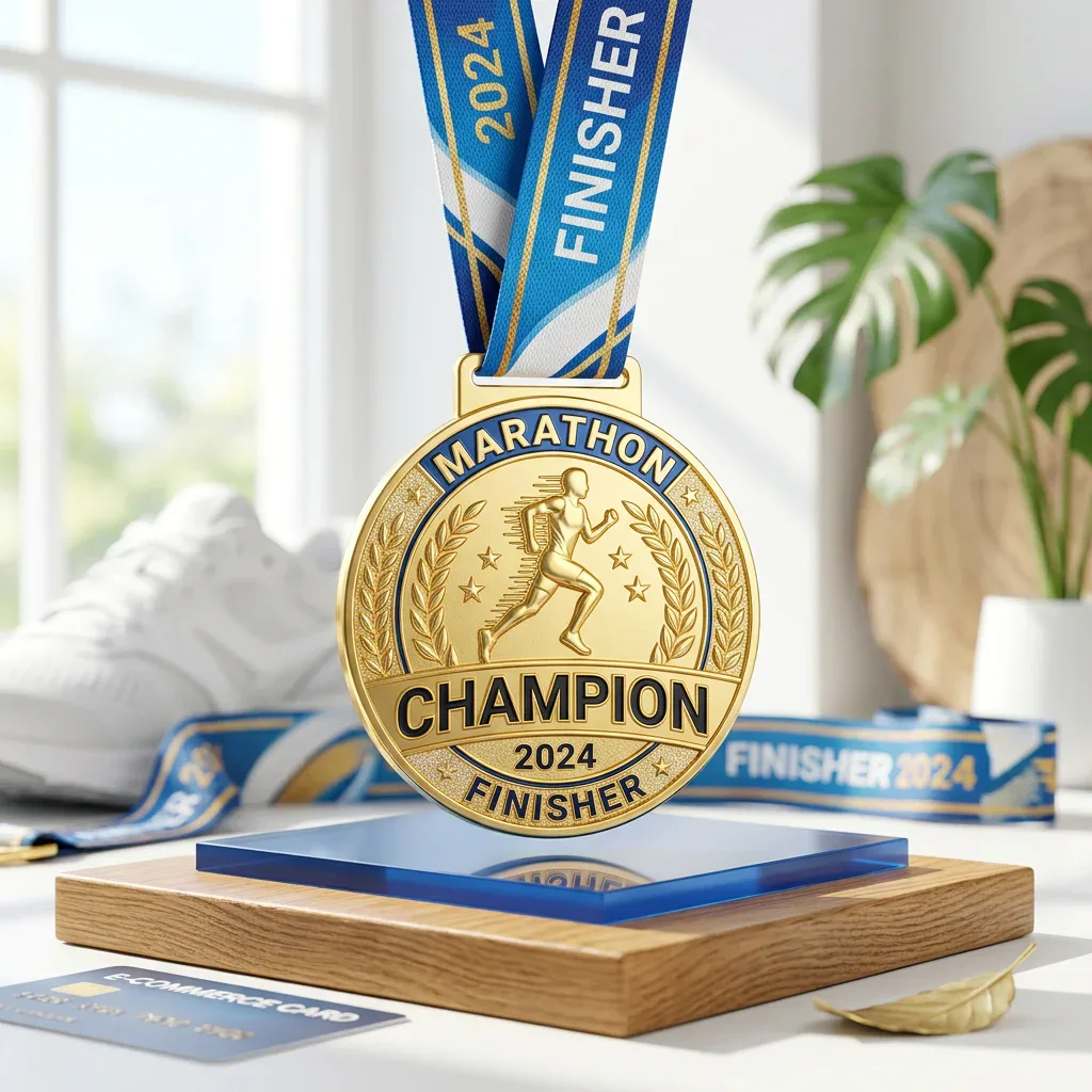 Goldene Gussmedaille mit UV-Druck