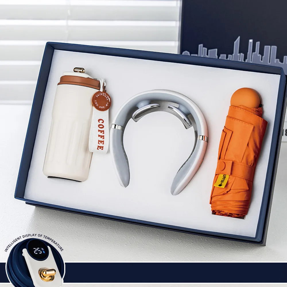 Umbrella, Travel Mug and Massager Set