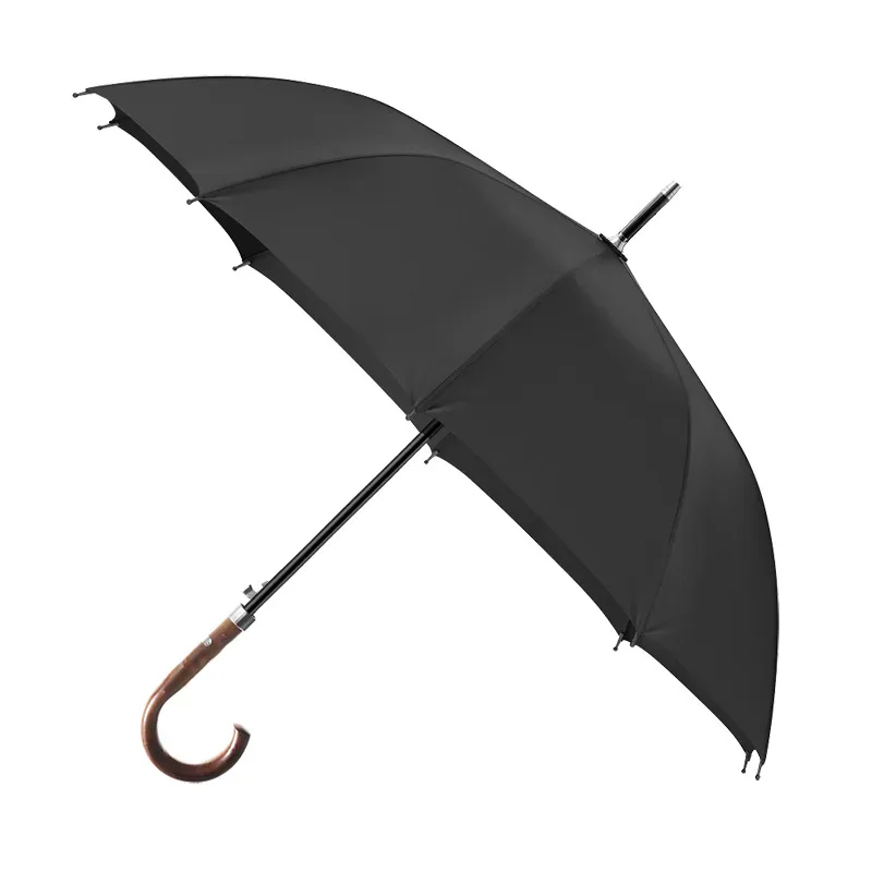 Stick Umbrella with Wooden Crook Handle
